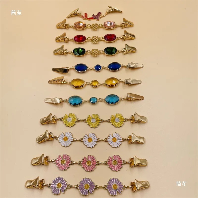 束腰夹切割钻石纽钉夹毛衣时尚面夹流苏衣领跨境雏菊闪耀两用