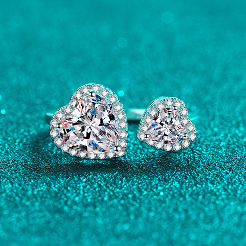 925 sterling silver live ring for women moissanite heart connected ring plated pt950 gold meson manufacturer wholesale