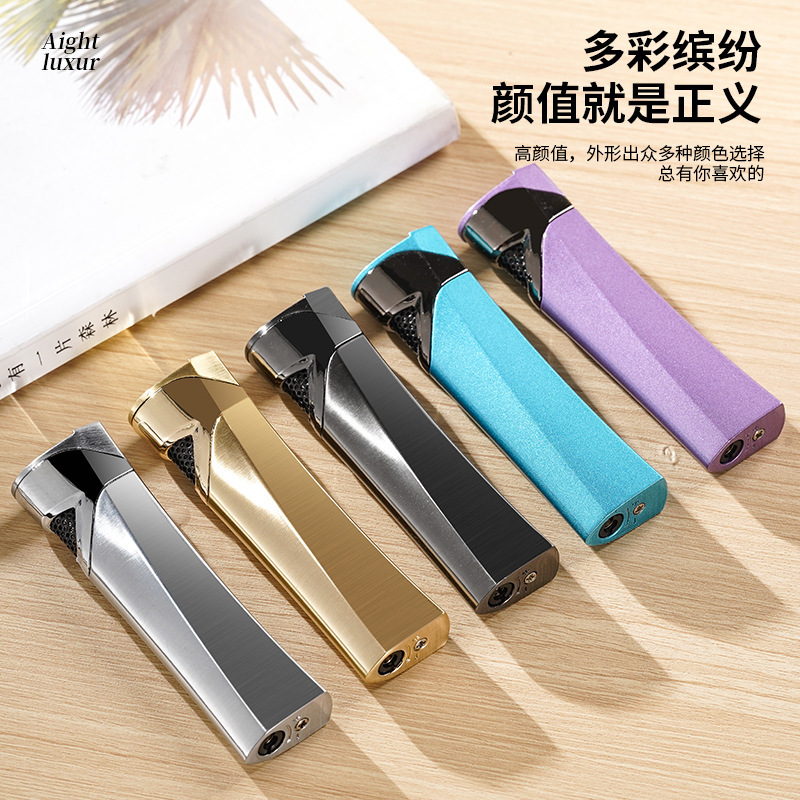新款流线细长条防风直冲充气打火机便携纤细小巧高端礼品打火机|undefined