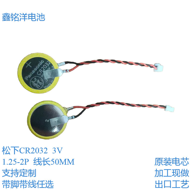 正品原装正品松下/Panasonic进口CR2032纽扣电池带线带插头笔记本