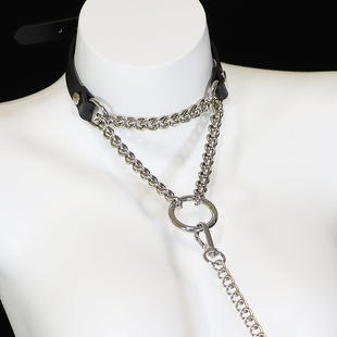 SM suffocation collar female m traction rope metal chain pull and tighten k8k9choker punk style sex toy