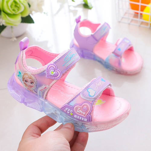 Dachang Liushui children's sandals fashion princess girls casual sports students flash running breathable beach shoes