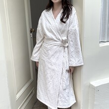 韩国 ins冬季保暖小羊羔毛加厚三层夹棉波点宽松大码居家睡袍浴袍