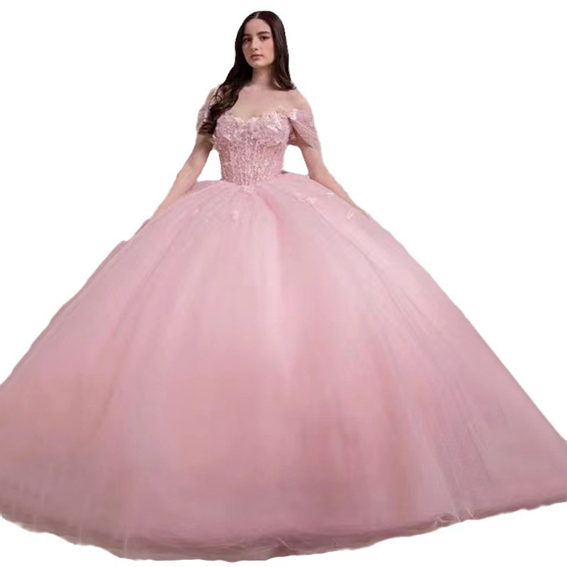 Vestido de noche con correa de hombro de una línea Vestido de princesa de fiesta de cumpleaños con nudo de mariposa grande de estilo occidental