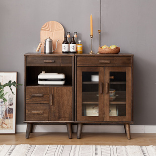 Nordic Sideboard Modern Simple Light Luxury Solid Wood Tea Cabinet Living Room Storage Cabinet Wine Cabinet Storage Rack Cupboard Household