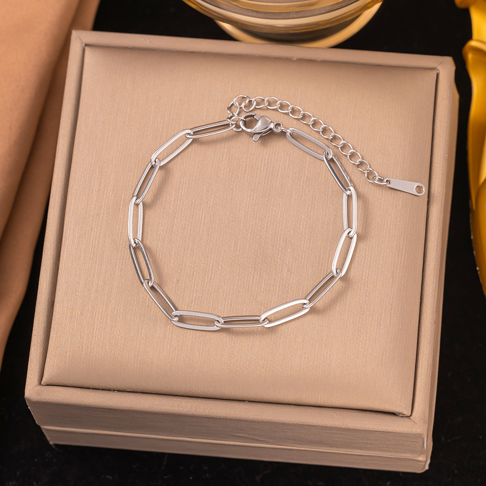 10【e263】cross chain bracelet steel color