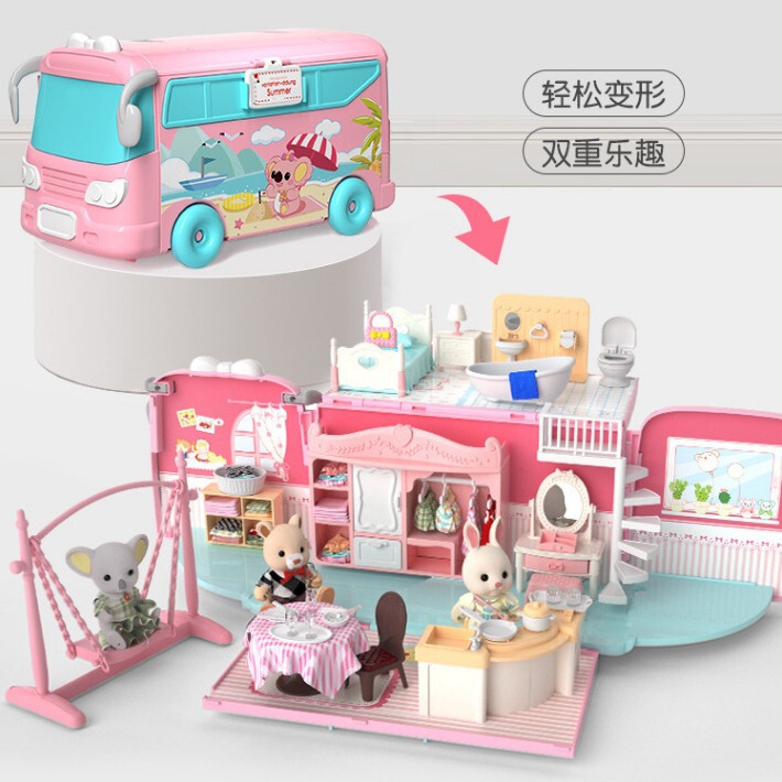 Koala Diary Bus Car Play House Simulation Storage Toy Set Girls Birthday Gift Doll House Toy Koala Diary Bus Car Play House Simulation Storage Toy Set Girls Birthday Gift Doll House Toy