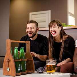木制手提式红酒啤酒托盘酒吧啤酒手提木盒家用桌面收纳托盘收纳盒