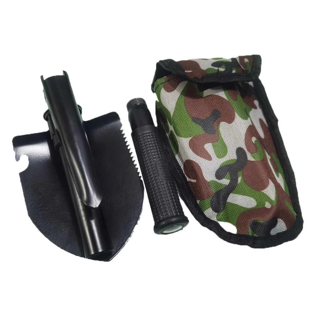 Coche plegable multifuncional Cuatro en Uno pala salvavidas de acero inoxidable coche de camping pala de ingeniería al aire libre de tamaño pequeño