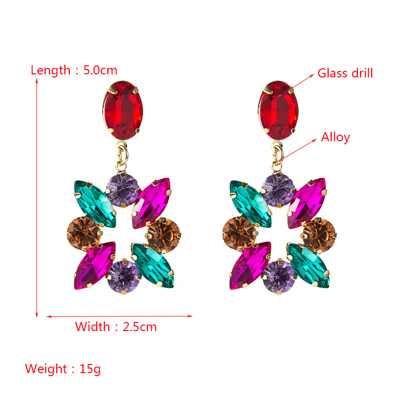 Alliage De Mode Diamant Couleur Strass Boucles D'oreilles Pleines De Diamants En Gros Nihaojewelry display picture 1