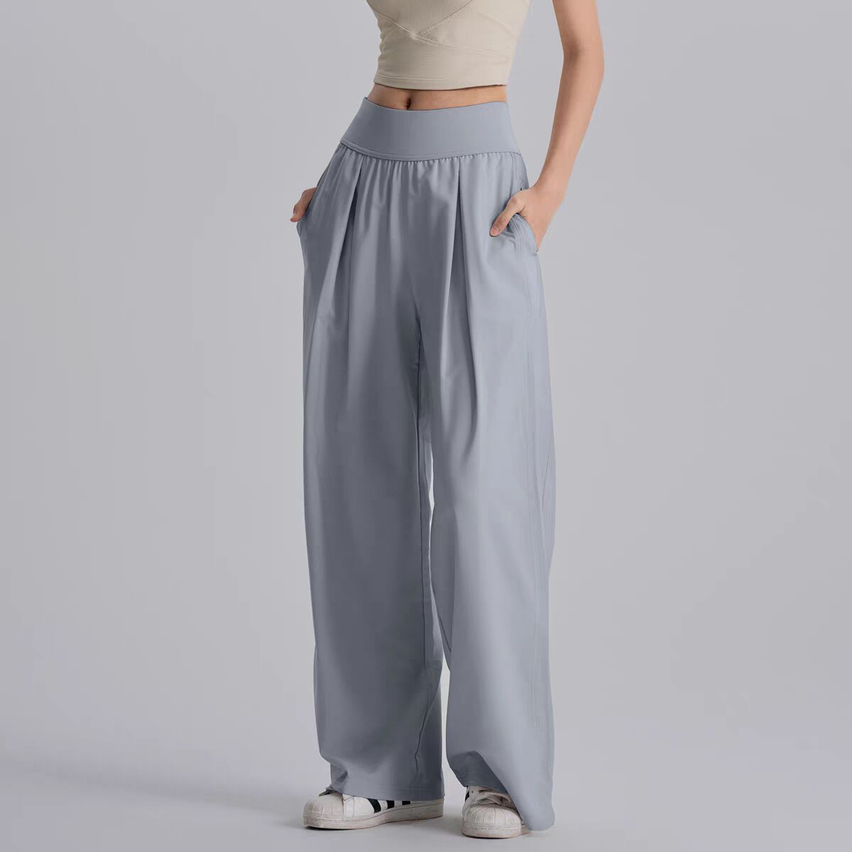 Women's Loose Straight-Leg Sports Pants, Breathable Running Wide-Leg Yoga Training Fitness Pants for Outdoor Wear