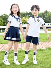 幼儿园园服夏季小学生校服短袖套装海军风六一儿童演出服毕业班服