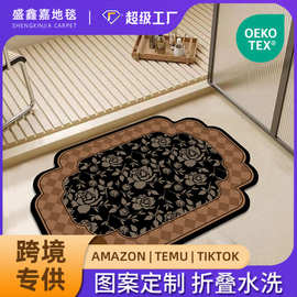中古风卫生间超强吸水地垫浴室厕所门口硅藻泥防摔速干防滑脚垫子