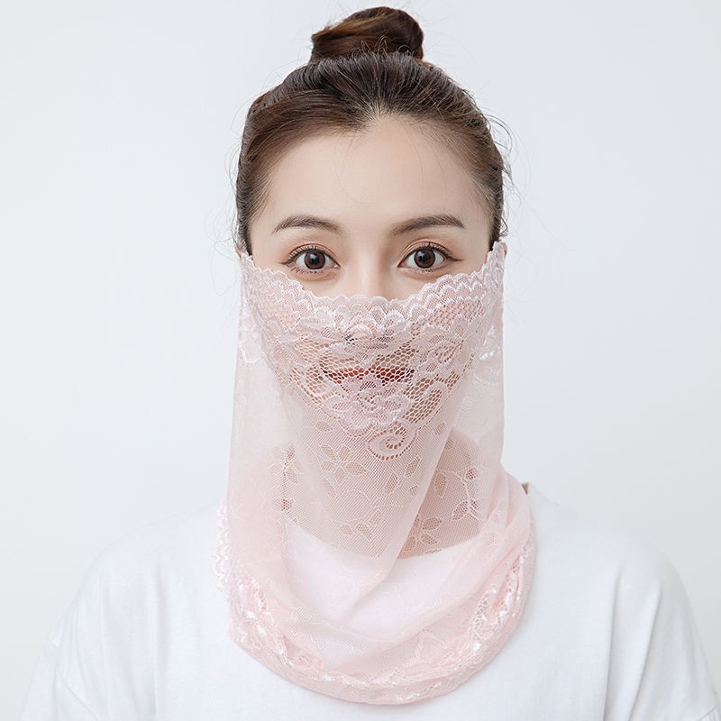 Verano, bufandas de seda frías, protección solar, velo UV, máscara solar delgada para proteger el cuello.