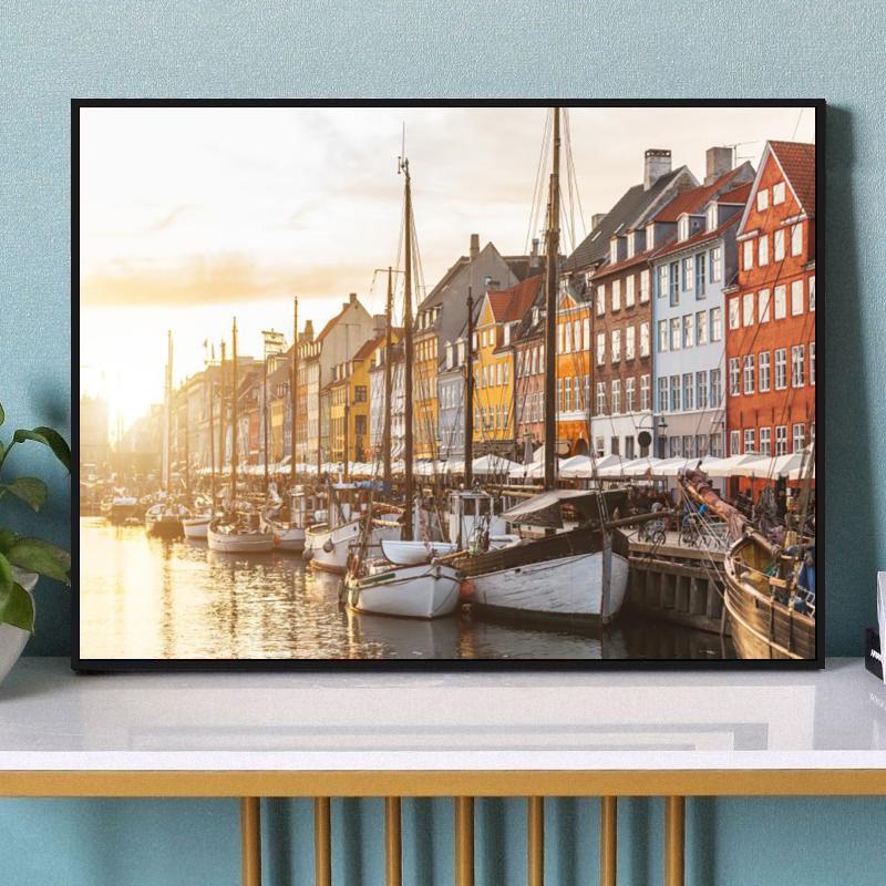 DIY pintura al óleo digital Comercio exterior Amazon ciudad neón Puerto paisaje transfronterizo entrega de una sola pieza al por mayor estación independiente