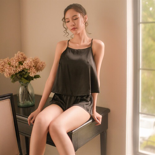 Backless halterneck bellyband pajamas, sexy belly-baring nightgown, thin women's home underwear suspenders, sexy summer