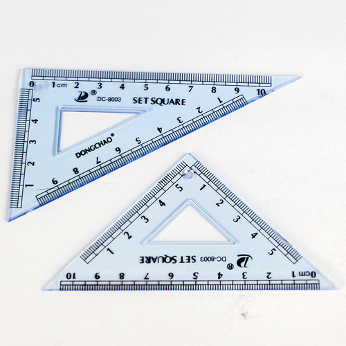 Dongchao student drawing stationery drawing ruler student set of rulers transparent measuring triangle regular triangle ruler two packs