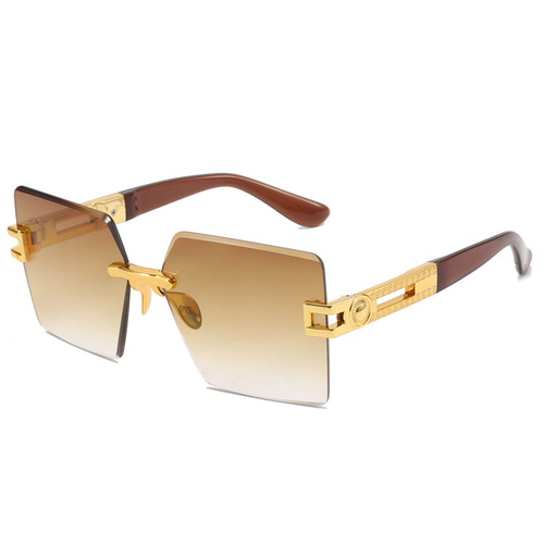  New Frameless Diamond Cut Square Sunglasses European and American Wear Sunglasses Ladies Trendy Brand Ins Glasses