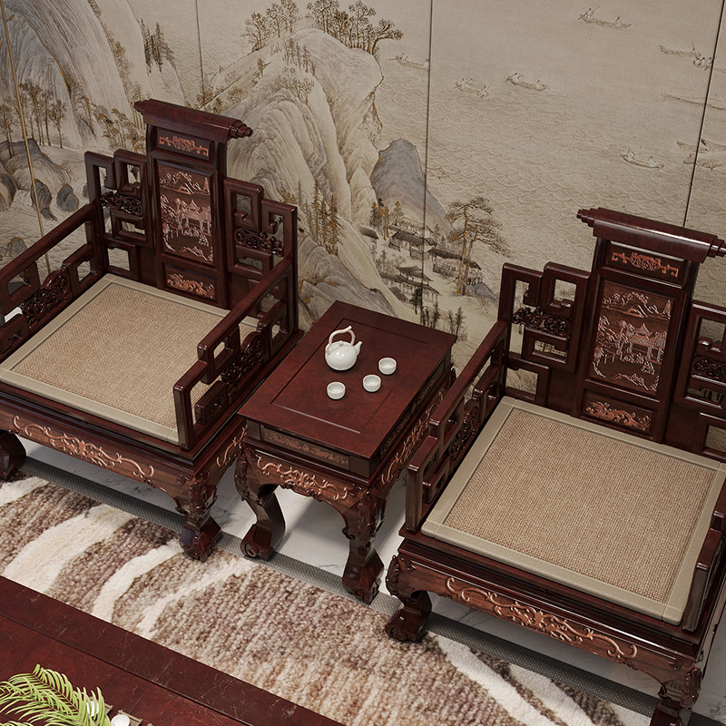 Cojín de sofá de madera roja china cojín de asiento grueso antideslizante resistente al desgaste cojín blando de asiento de sofá de una sola pieza