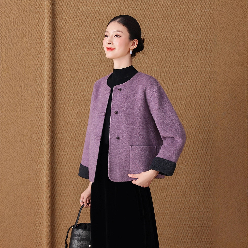 Welfare Woolen Outwear Women's New Autumn and Winter Style High-End Chinese Style Short Double-Sided Wool Outwear Loose