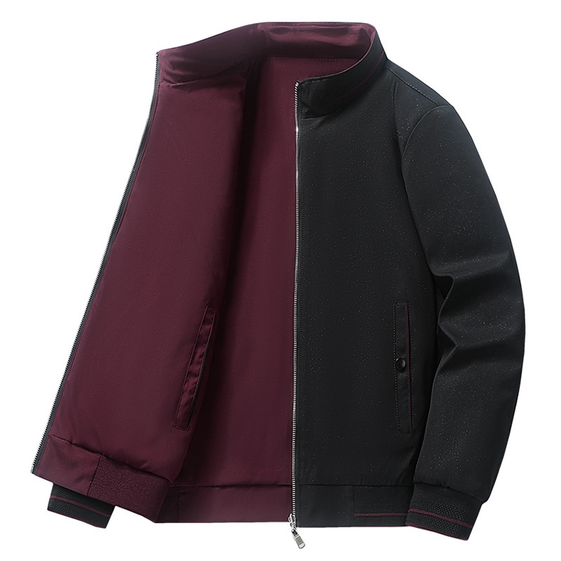 2025 New Solid Color Men's Double-sided Jacket Aviator Administrative Cadre Jacket Workwear Business Spring and Autumn Clip