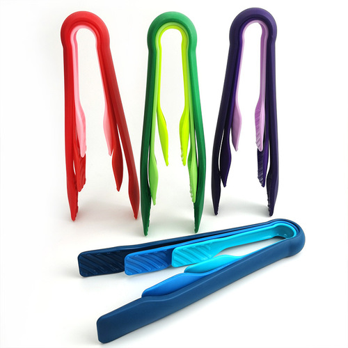 Three-piece set of colorful plastic food tongs, non-slip bread tongs set, salad tongs, cake tongs, food tongs