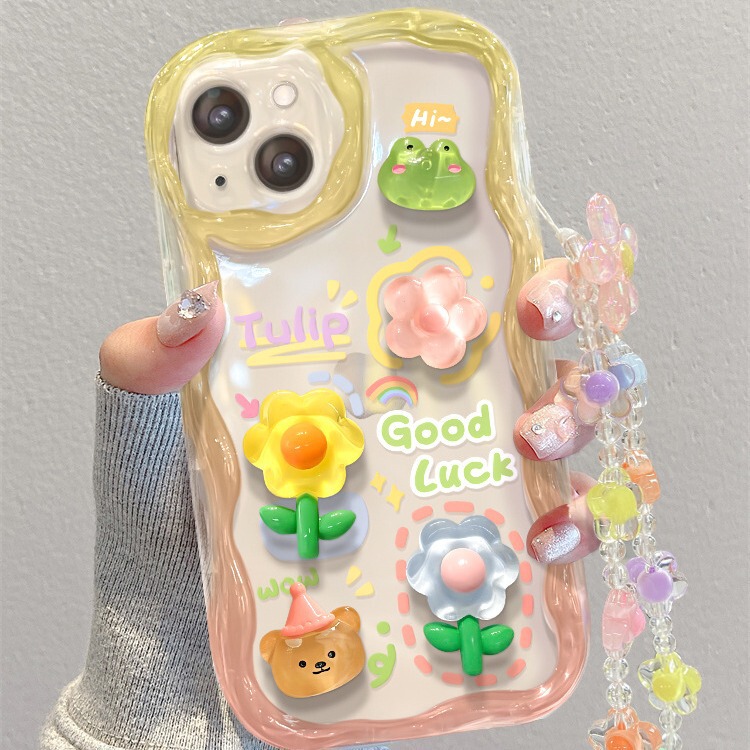 For Apple 15 Mobile Phone Case iPhone14 Gradient Frog Flower Doll Chain 13 Transparent Silicone 12 Protective Case For Apple 15 Mobile Phone Case iPhone14 Gradient Frog Flower Doll Chain 13 Transparent Silicone 12 Protective Case