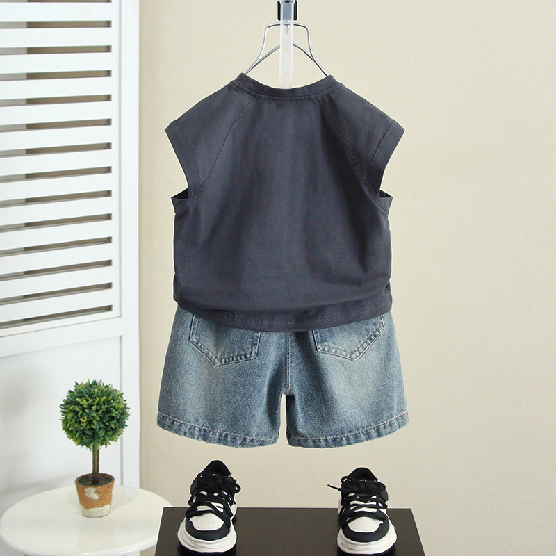 7172 Ropa para niños Traje de verano para niños 2025 Nuevo estilo Estilo occidental Chaleco sin mangas para bebés Niños guapos Verano