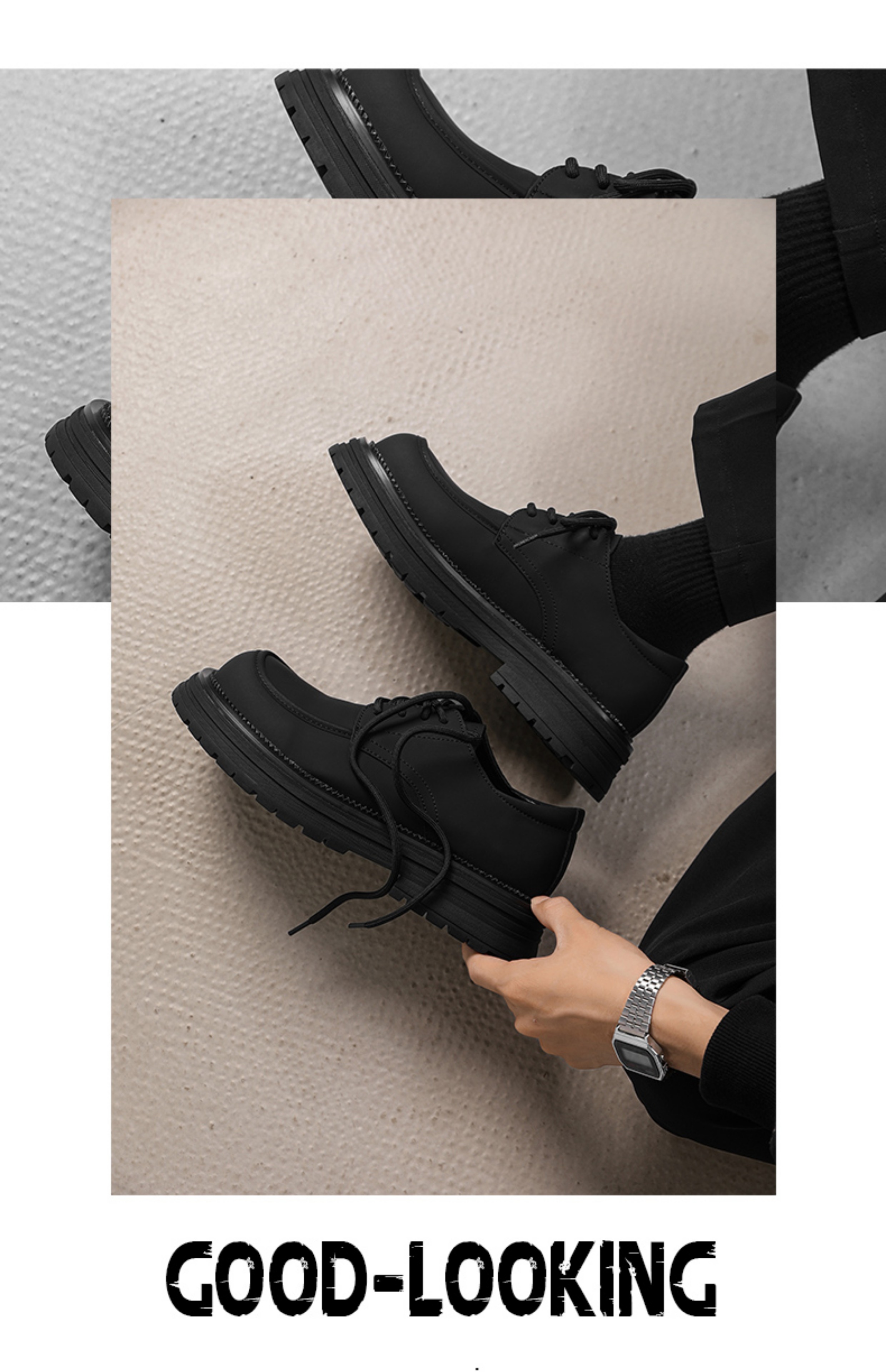 ShoeVault Herren Leder 2025 Neue Business Casual Schwarz Große Zehen Arbeits Frühling Herbst Dicke Sohle Derby Schuhe_voghion.com