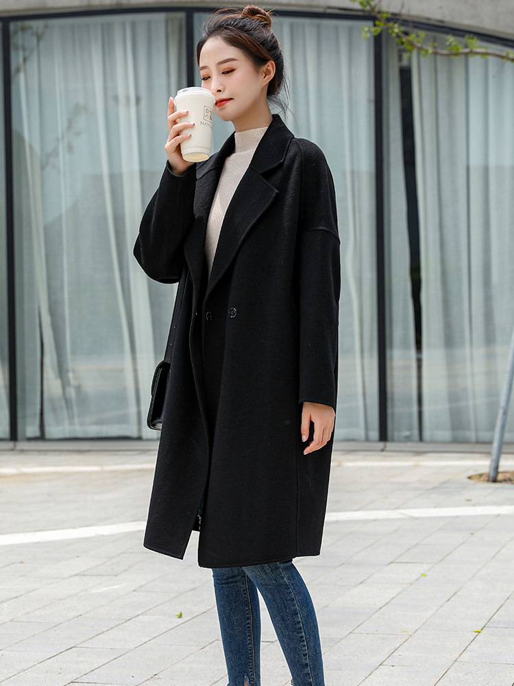 "Special clearance" double-sided cashmere coat women's cocoon mid-length autumn and winter new loose wool coat