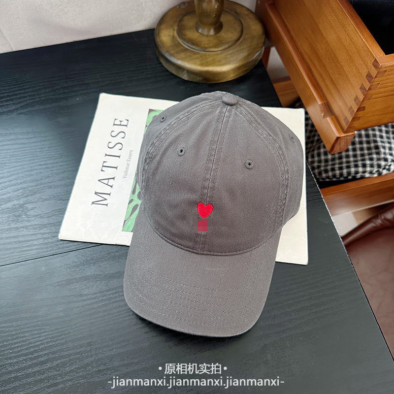 2025新款潮牌男女字母爱心刺绣棒球帽经典棉质软顶显脸小鸭舌帽潮|undefined