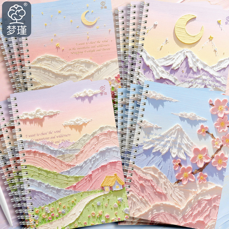 Pintura al óleo creativa viento a5 bobina cuaderno de cuadernos de estudiantes de escuela primaria cuadernos de ejercicios de alto valor de cara cuaderno al por mayor