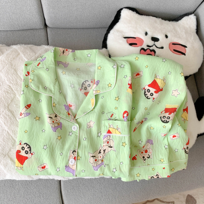 云朵棉秋季新款睡衣女长袖翻领卡通甜美可爱高级网红风家居服套装|undefined