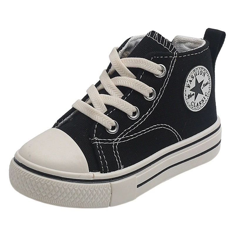 Детская парусиновая обувь 2024 года, весна-осень, Новая повседневная обувь для мальчиков, парусиновая обувь средней высоты для девочек в Корейском стиле, маленькие детские туфли для досок