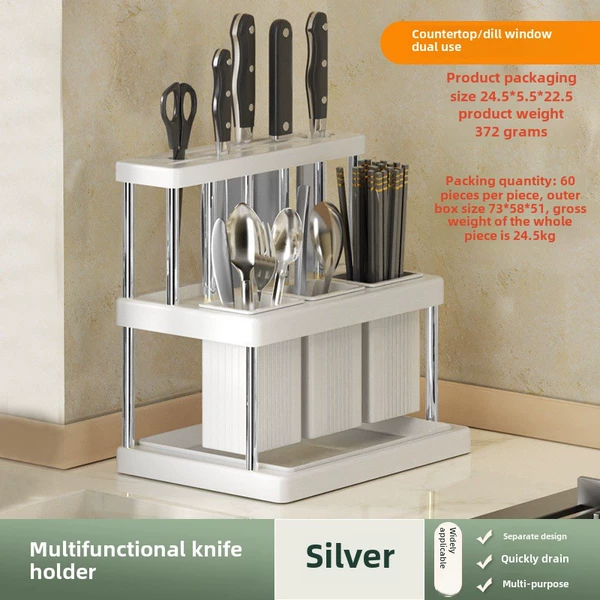 [Silver] Integrated knife holder and chopstick barrel