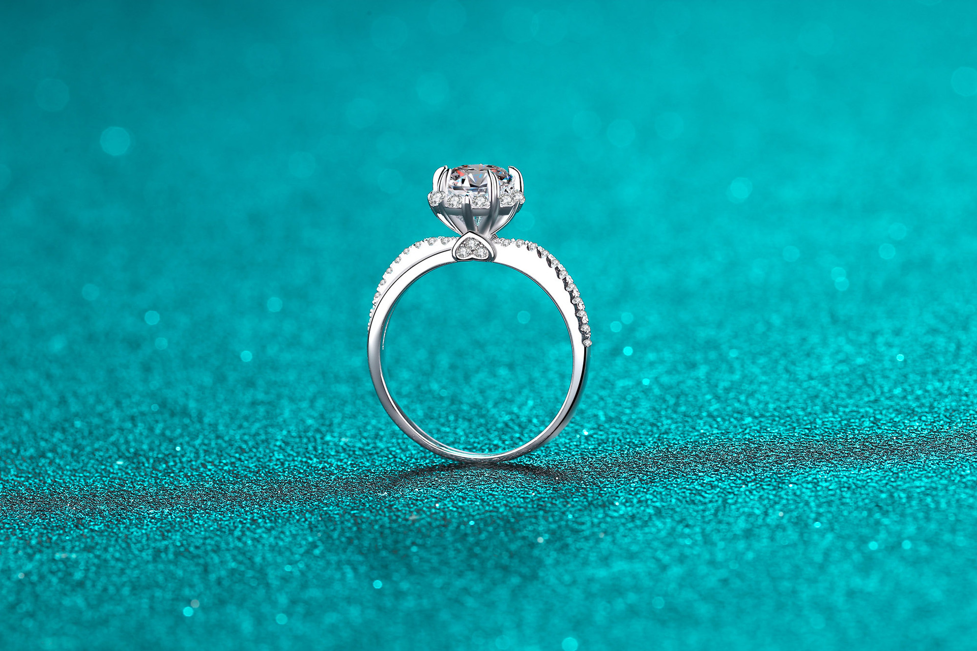 Wedding, Daily Occasion 925 Sterling Silver Material 925 Sterling Silver Moissanite Zircon Round Heart Shape Rings