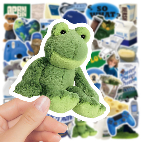 50 pieces of blue stickers ins style electric car luggage laptop cup waterproof decorative hand account epoxy stickers