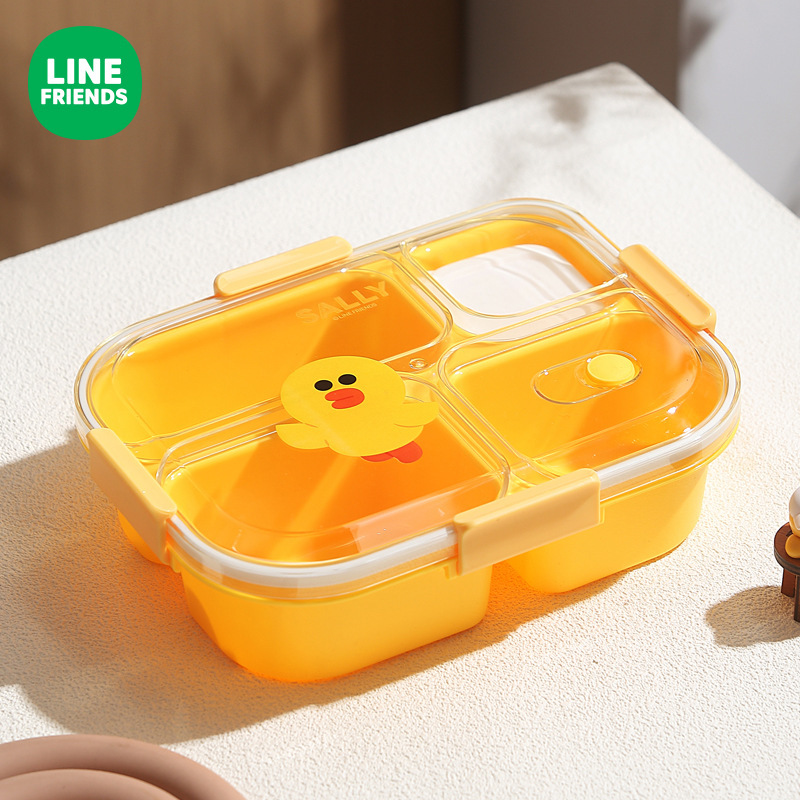 Caja de almuerzo de microondas de dibujos animados de oso marrón de tres cuadrículas de oficina para adultos caja de almuerzo de estudiantes de oficina caja de almuerzo portátil