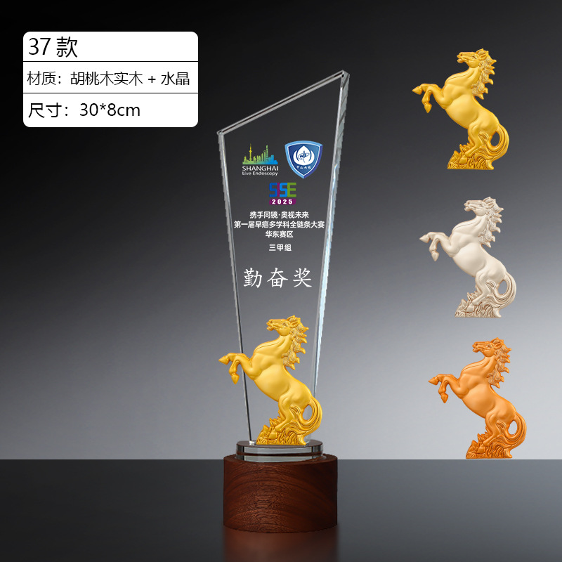 Trofeo de Cristal Personalizado de Cristal Blanco y Nogal para Premios image 43