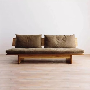 Solid Wood Sofa Wabi-Sabi Style Simple Reception Leisure Chair Living Room Modern Small Apartment Cafe B&B Original