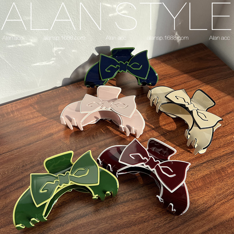 法式小香风边夹黑白波浪无痕发夹韩国复古醋酸发卡碎发刘海夹发饰