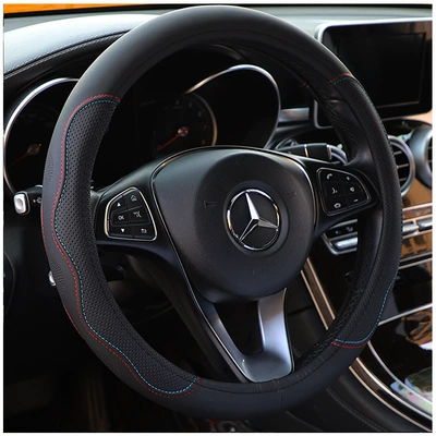 Steering wheel cover, Car Leather Steering Wheel Cover - black-red-blue-environmental-protection-tpe-plastic-aprons-38cm