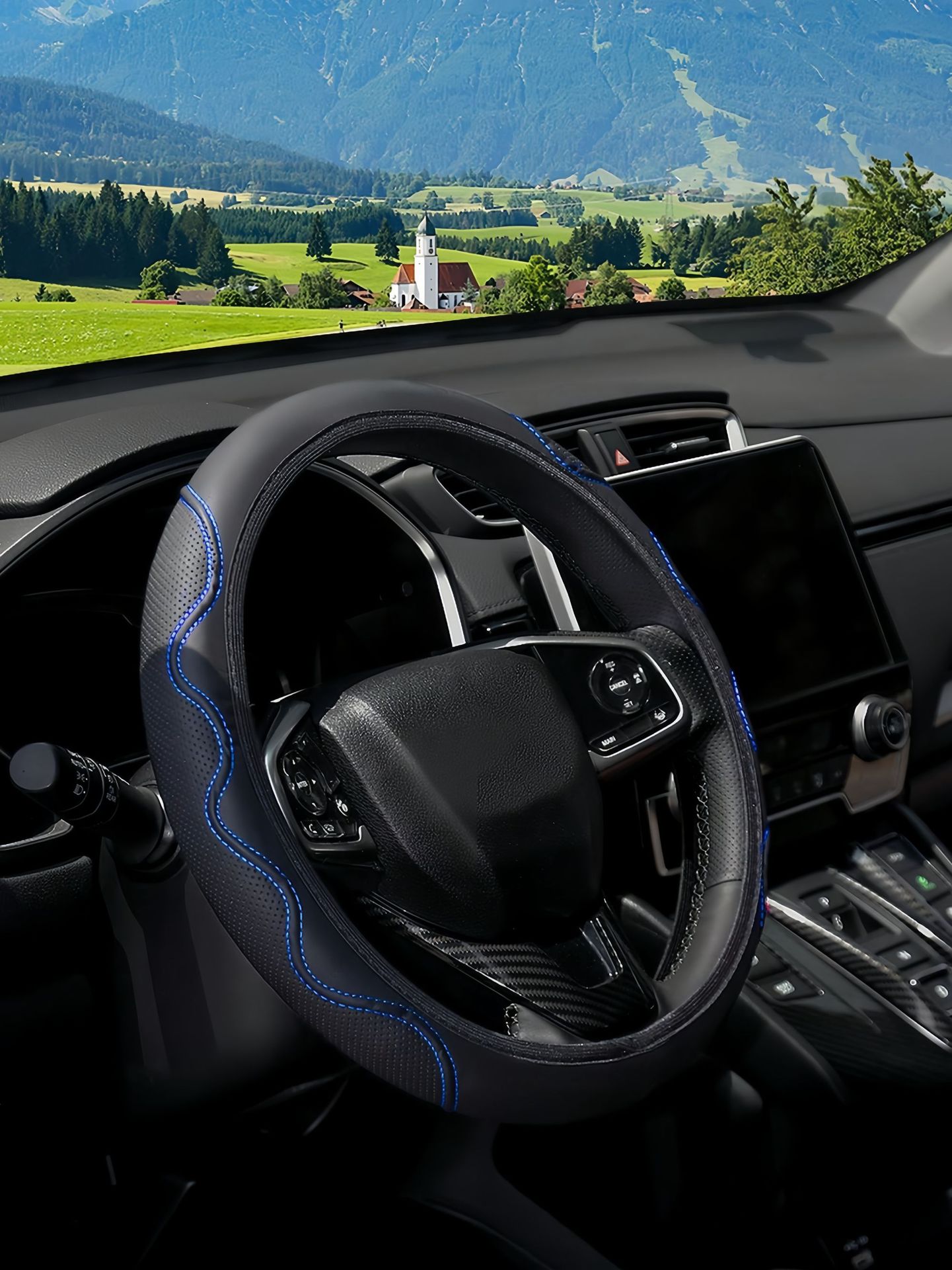 Cross-Border Amazon Car Steering Wheel Cover, Corrugated Sports Style, Non-Slip, Sweat-Absorbent, No Inner Ring, Artificial Leather Handle Cover