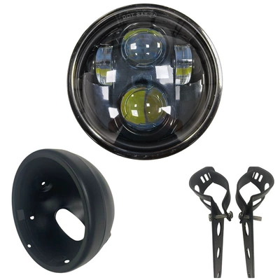 Suitable for 5.75inch Harley Motorcycle headlights, headlights - 1-piece-575inch-black-base-matte-4-bead-standard-style-harley-motorcycle-headlight-housing-bracket-set