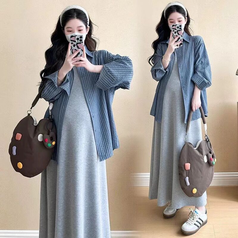 Maternity Dress Summer Style 2026 New Set Shirt Two-Piece Set Vest Long Skirt High-End Maternity Wear Maternity Dress Summer Style 2026 New Set Shirt Two-Piece Set Vest Long Skirt High-End Maternity Wear