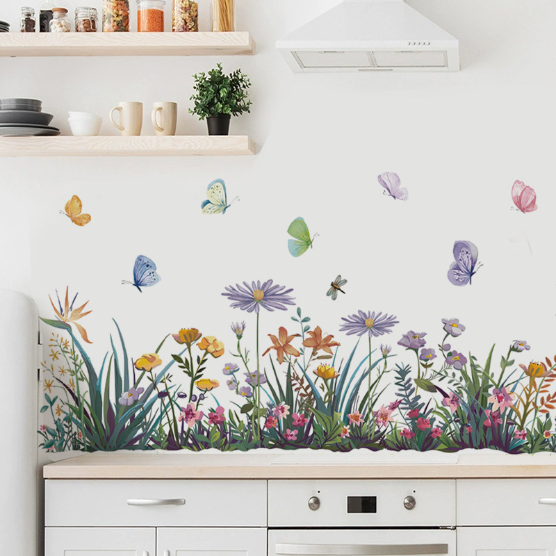 Cross-Border Flower Decoration Toilet Bathtub Living Room Bedroom Study Kitchen Entrance Self-Adhesive Removable Wall Stickers