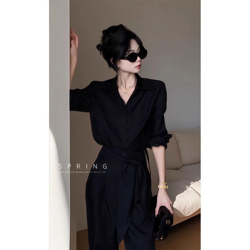 夏季套装女2025新款韩系穿搭洋气衬衫上衣配气质显瘦休闲裤两件套|undefined