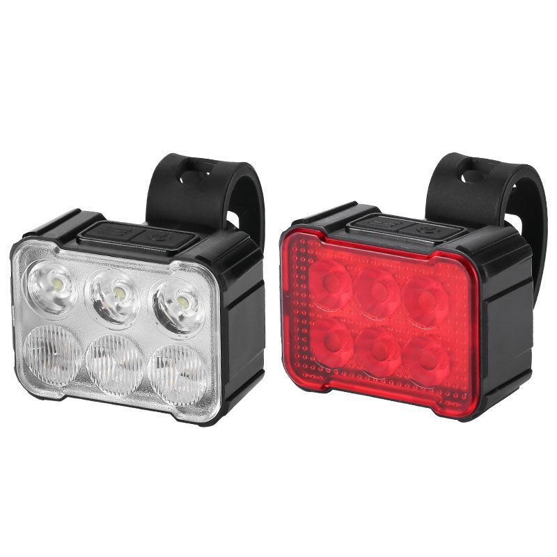 Luz de bicicleta transfronteriza, bicicleta de montaña, luz de viaje nocturno al aire libre, advertencia de viaje, luz trasera delantera y trasera, equipos al por mayor