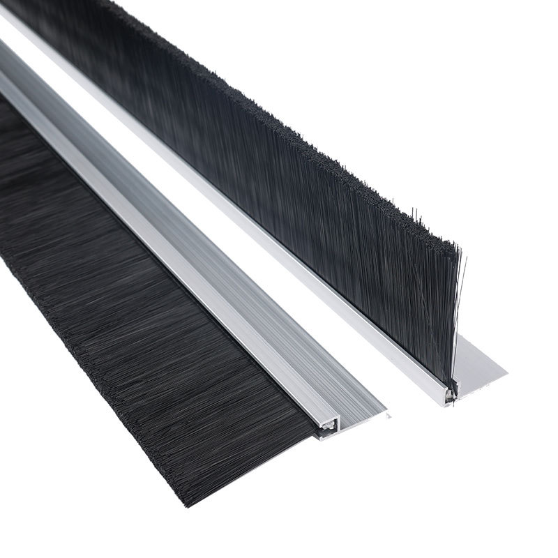 Tira de sellado inferior de la puerta H-Type F-Type T-type tira de sellado de cepillo de aleación de aluminio a prueba de polvo cepillo de sellado de nylon