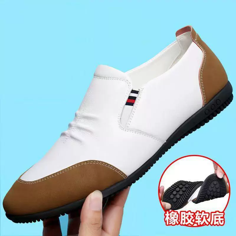 2024 новая дикая мужская кожаная обувь мягкая подошва бизнес повседневная бобовая обувь для работы охранный папа обувь оптом